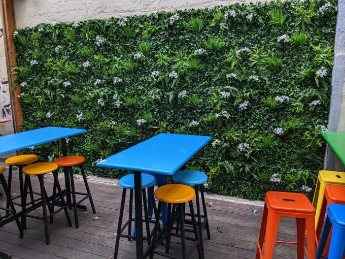 Artificial Snowy White Panels in an Asian bar