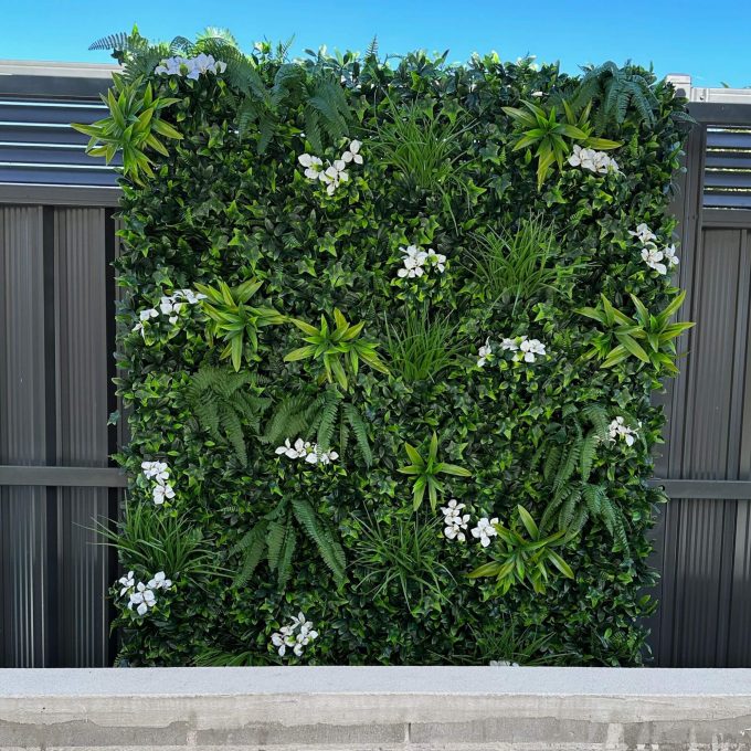 Artificial Snowy White Green Wall Panel in Sydney