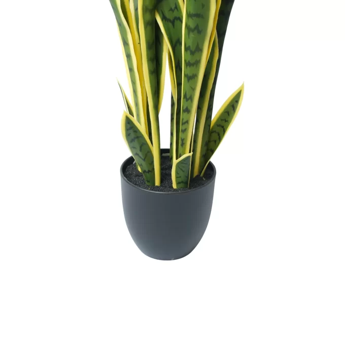 Artificial Potted Yellow Tongue Plant with Black Plastic Pot