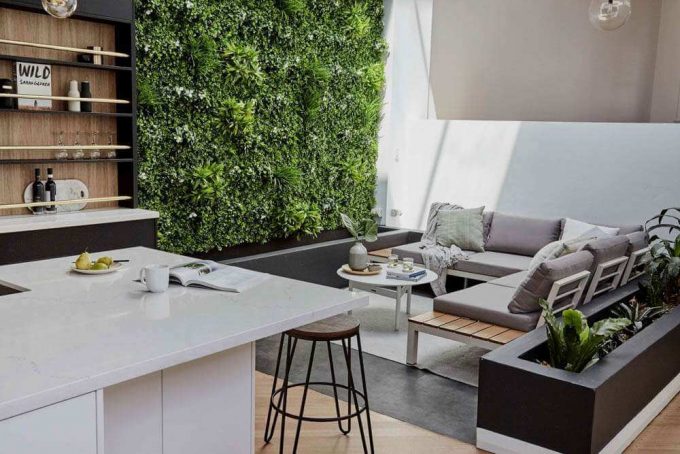 White oasis commercial kitchen green walls