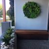 Artificial UV resistant agaves planted along with a stunning green wall disc - High quality artificial plants and vertical garden discs.