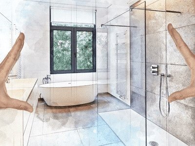 Bathroom renovation ideas - person planning their bathroom reno