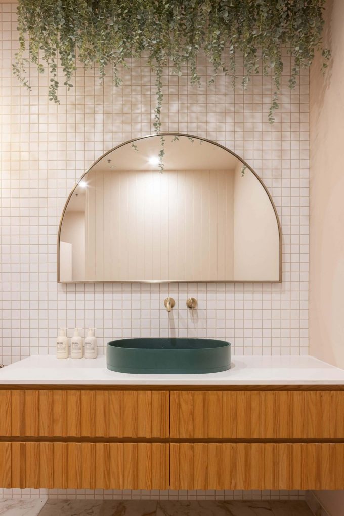 Fake hanging plants for a bathroom