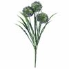 fake green wall plant with purple flwoers