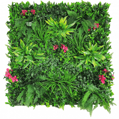 flowering pink and purple vertical garden panel