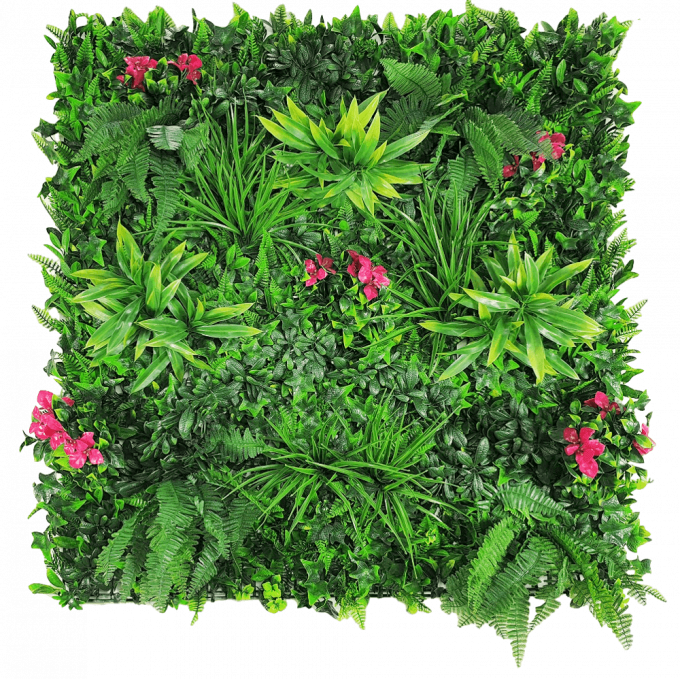 flowering pink and purple vertical garden panel