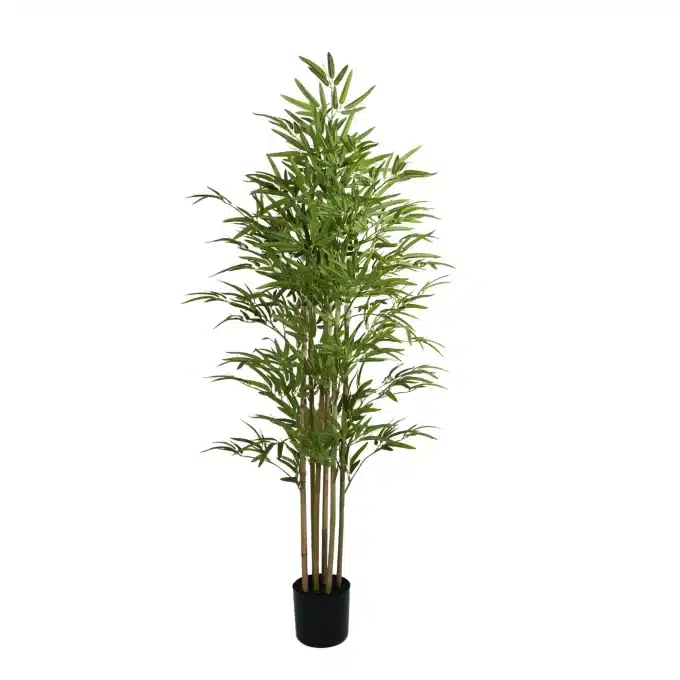 Full View of Real Touch Leaves Natural Bamboo Trunk