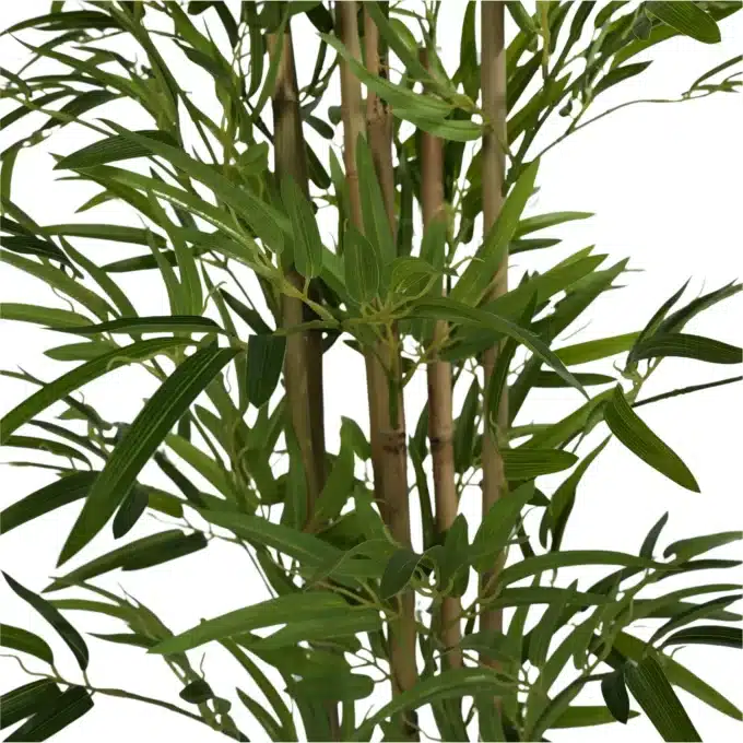 Foliage Close Up View of Natural Bamboo Trunk (Real Touch Leaves)
