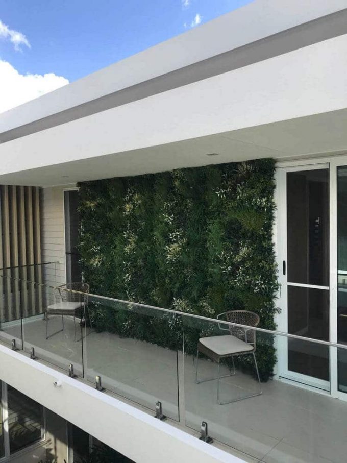 Balcony With Artificial Green Wall Plants
