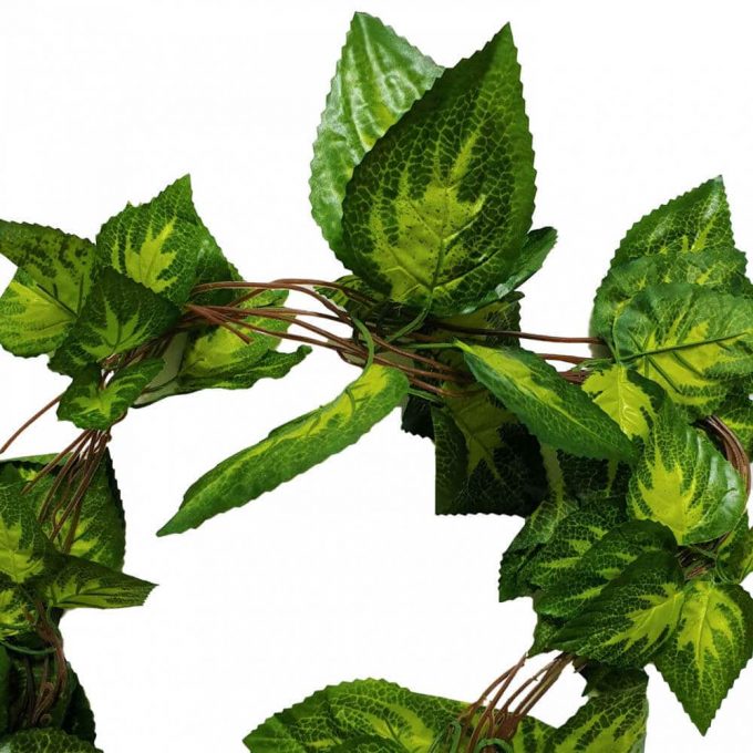 faux artificial ivy garland close up of leaves
