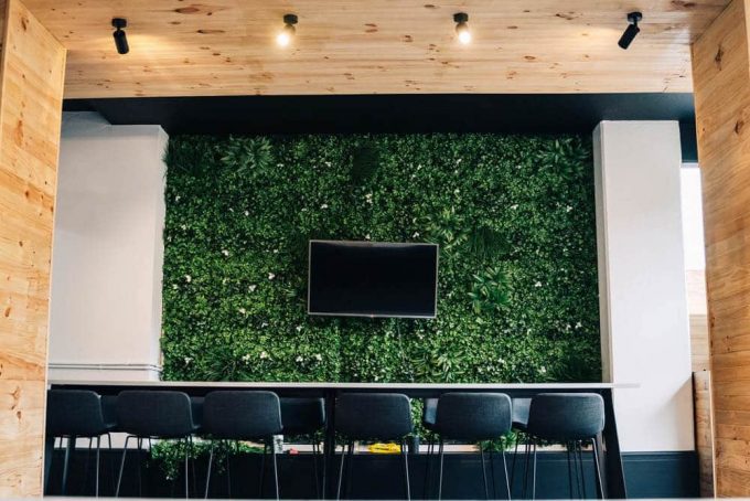 Office Green Wall Sydney With A TV Screen