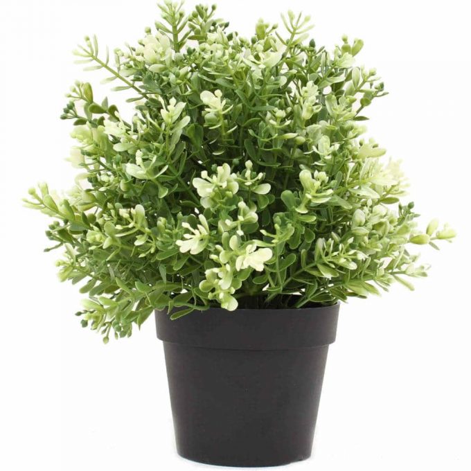 small potted artificial plant made from recycled plastic