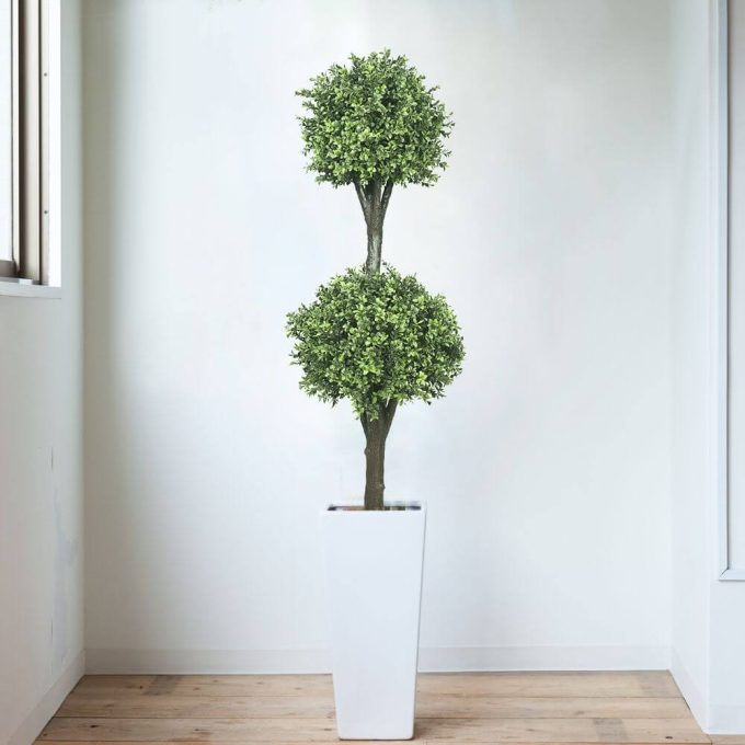 Faux Topiary Boxwood Tree Two Ball Artificial Tree