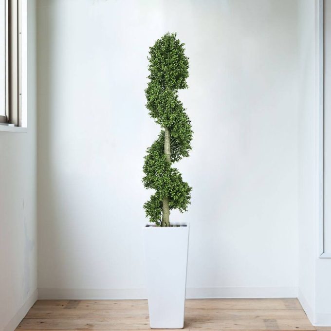 Artificial Topiary Spiral Tree with Faux Boxwood