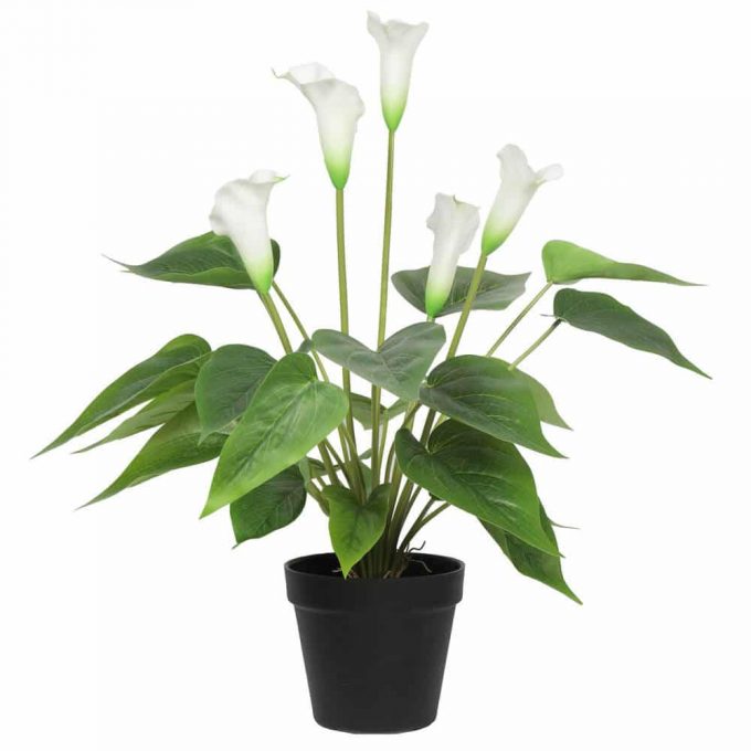 faux peace lily plant in pot