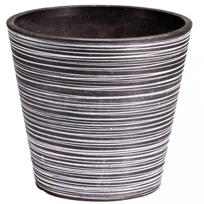 decorative plastic garden pot black and white