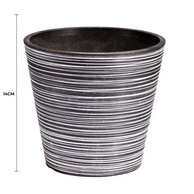 Black and White Engraved Pot 14cm