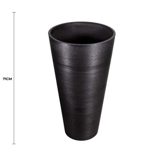 Decorative Large Textured Round Black Planter 71cm