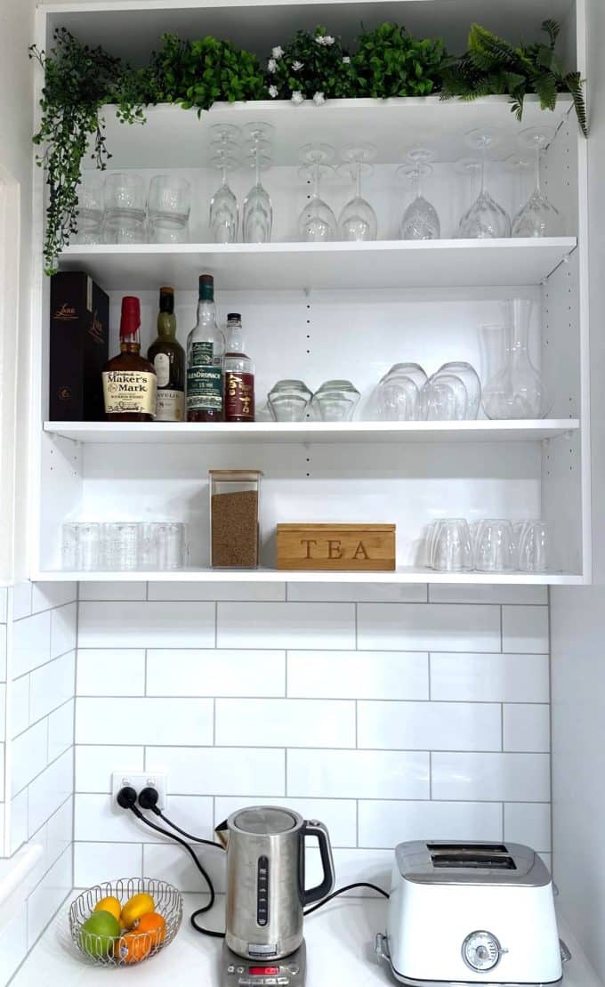 Small Potted Artificial Plants for a Kitchen Cabinet