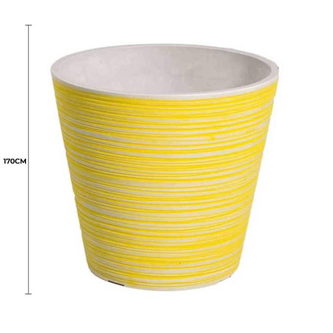 Yellow and White Engraved Pot 14cm