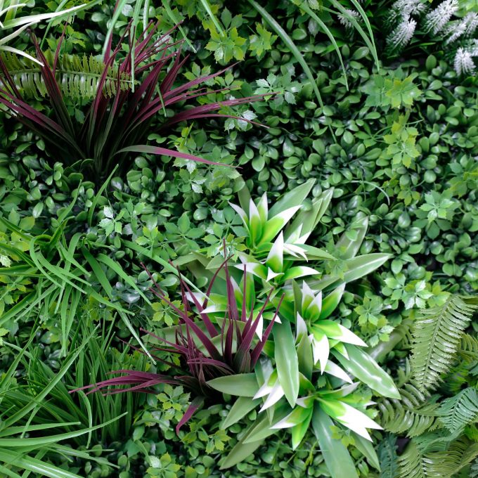 artificial vertical garden panel with brown grasses