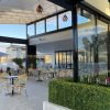 artificial boxwood hedge installed at a hotel
