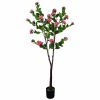 tall fake camellia tree with pink flowers