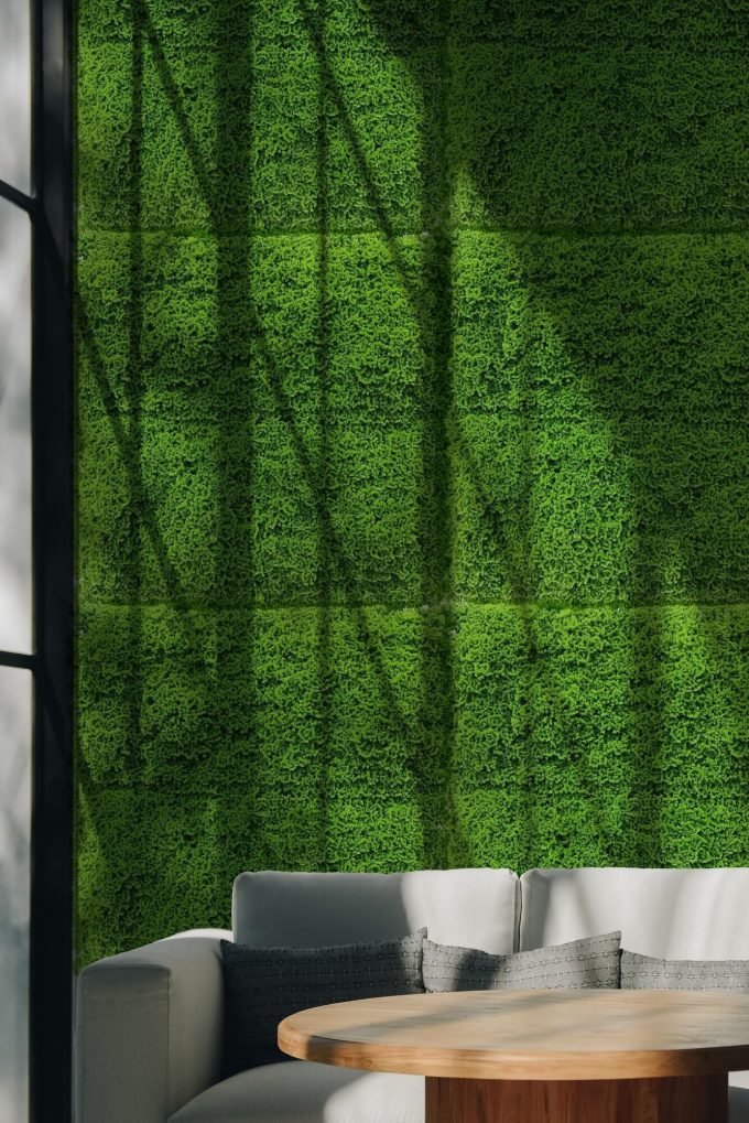 Artificial Moss Panel with Dark Green faux Foliage