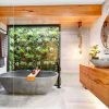 Artificial green wall in bathroom
