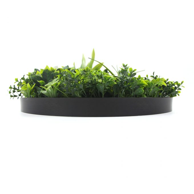 Side view artificial vertical garden disc frame