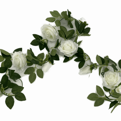 artificial white rose garland