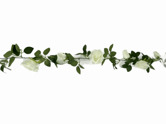 Flowering White Artificial Rose Garland 190cm