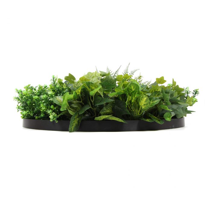 Frame View Artificial Green Wall Disc 80cm Wall Art Side View of Leaves