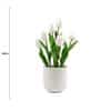 Flowering White Artificial Tulip Plant Arrangement With Ceramic Bowl 35cm