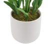 Pot Potted Artificial Tulip with White Flowers & Leaves