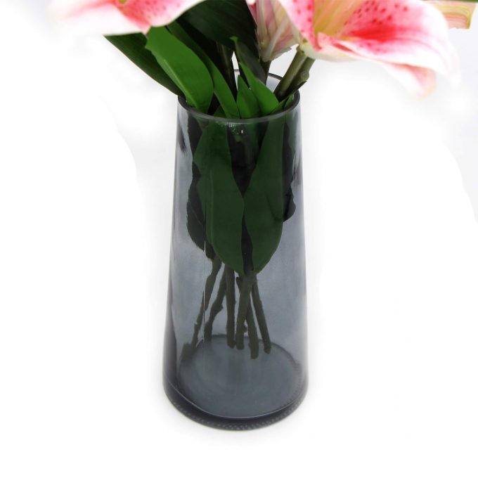 Glass vase for artificial lily arrangement