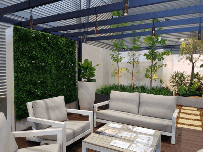 Outdoor space with a variety of plants