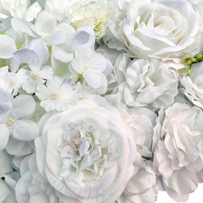 Flowers front view White Artificial Flower Wall Panel