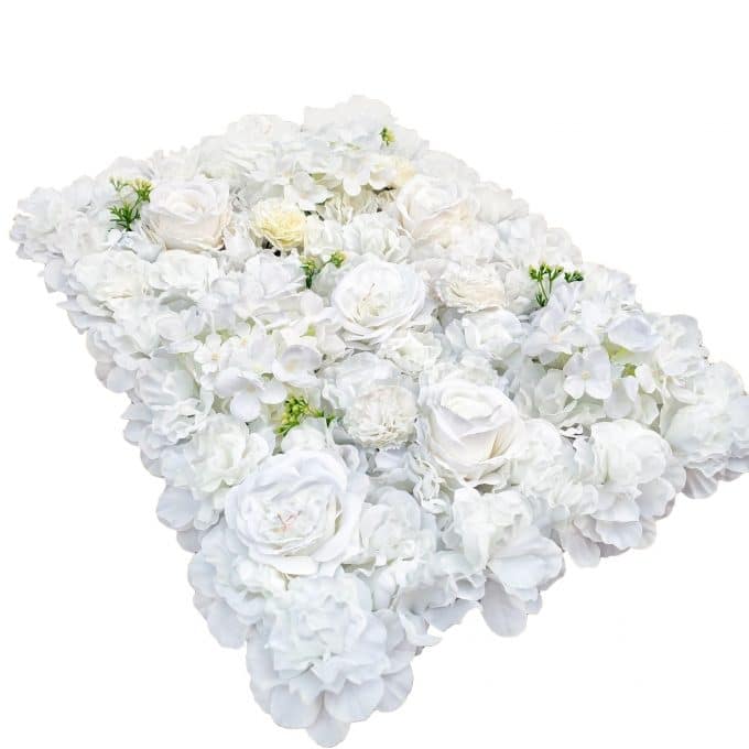Side Panel View Backing Flowers front view White Artificial Flower Wall Panel