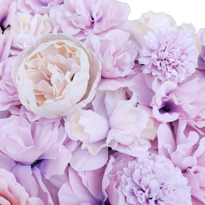 Pink and White Flowers Backing Artificial Flower Wall Panel with Pink Flowers