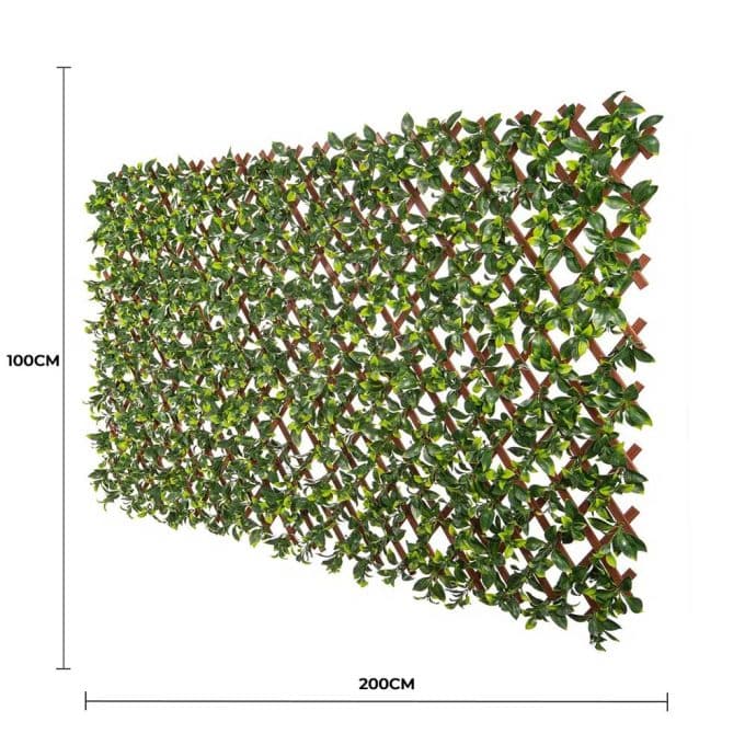 Premium Jasmine Artificial Hedge Extendable Trellis Screen 2 Meter By 1-Meter UV Resistant (PVC)