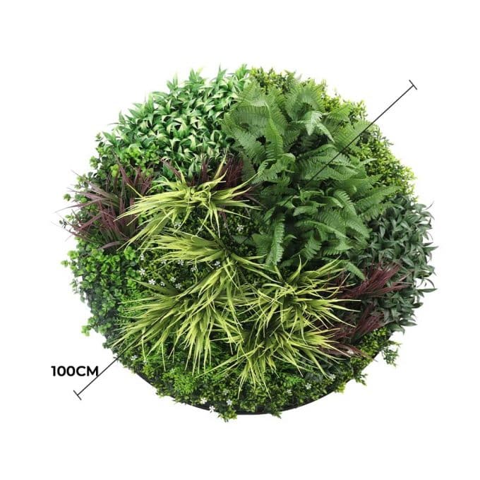 limline Artificial Green Wall Disc Art 100cm Grassy Fern UV Resistant (Black)