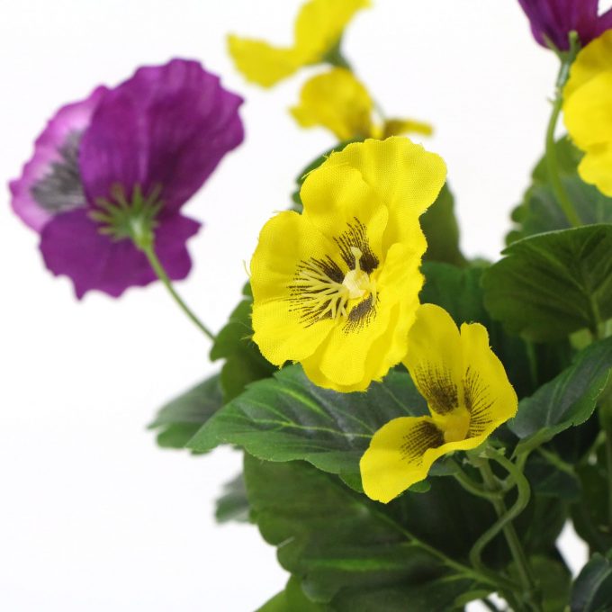 Mixed Pink and Yellow Flowering Potted Artificial Pansy Plants 25cm