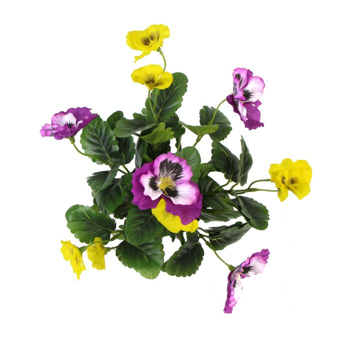 Mixed Pink and Yellow Flowering Potted Artificial Pansy Plants 25cm
