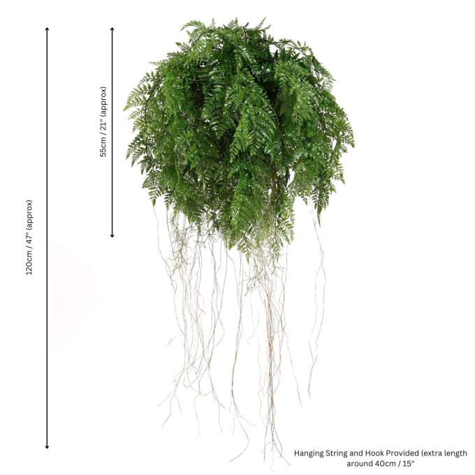 Hanging faux ball with imitation roots