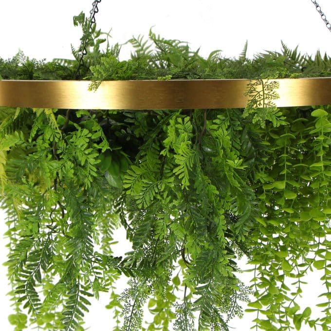 Hanging Vertical Garden Disc with Gold Frame and Hook and Chain