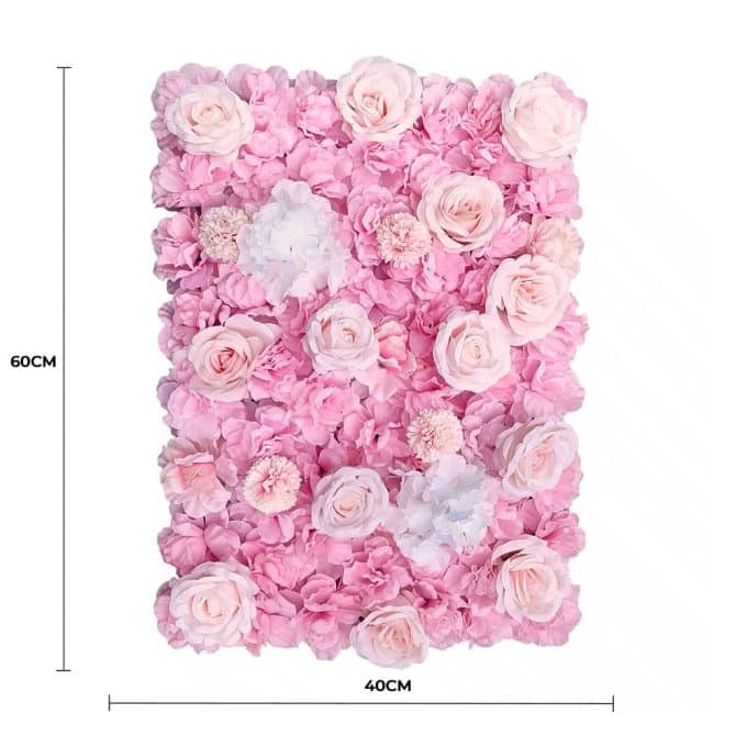 Artificial Flower Wall Backdrop Panel 40cm x 60cm Mixed White & Cream & Pink Flowers
