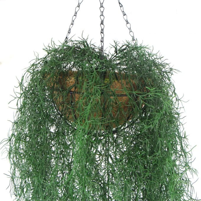 Artificial Spanish Moss Old Mans Beard Hanging Vine Basket Faux Moss Foliage and Basket