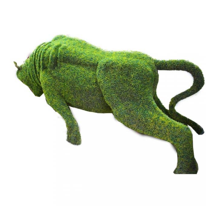 Artificial Rhinoceros Sculpture with Fake Plants