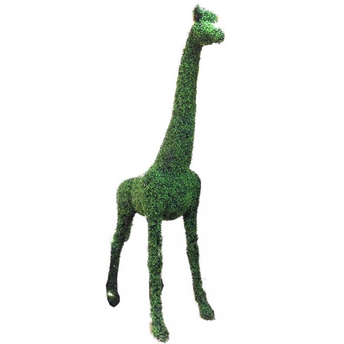 Fake Plant Giraffe Animal with Boxwood hedge panel foliage fake plant sculpture